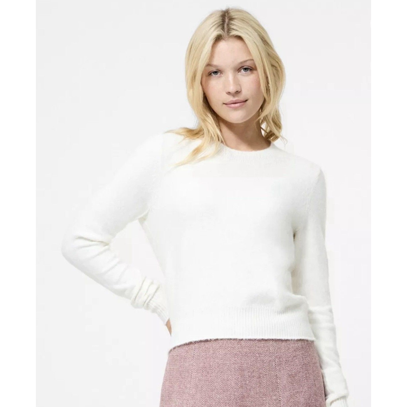 French Connection Ellie Knit Ivory Crewneck Pullover Sweater Women’s Large